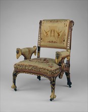 Armchair, 1870/75. Inspired by Ancient Egypt. Attributed to Pottier and Stymus, ormolu mounts by Pierre E. Guerin.