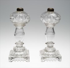 Pair of Lamps, 1835/40. Attributed to Union Flint Glass Works.