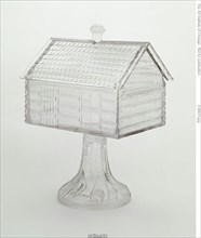 Medium Covered Compote in Log Cabin Pattern on Pedestal, 1875/96.