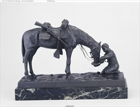 The Last Drop, c. 1900/6. Man giving water to his horse.