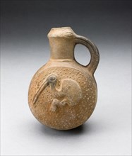 Handled Brownware Jug with Bird Impressed on Side, A.D. 1000/1400.