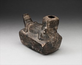 Vessel in the Form of a Flute-Player Laying atop Rectangle Shape, A.D. 1000/1400.