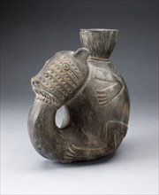 Jug in the Form of a Curled Animal, with Tail in Mouth, Possibly a Feline, A.D. 1000/1400.