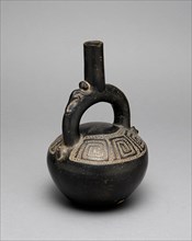 Blackware Stirrup Spout Vessel with Incised Squared Spiral Motif, A.D. 1200/1450.