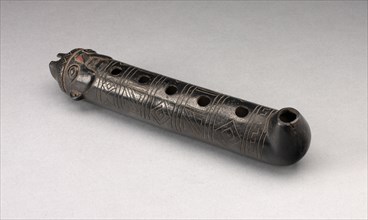 Flute with Incised Geometric Motif and Mouth in the Form of a Human Head, A.D. 1200/1450.