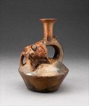Stirrup Spout Vessel with Spotted Feline Standing on Top, A.D. 1200/1470.