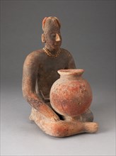 Seated Female Figure Holding a Vessel, A.D. 100/400.