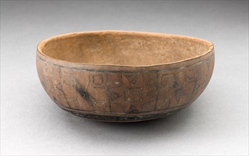 Bowl with Incised and Painted Textile-Like Motifs, 15th/16th century.