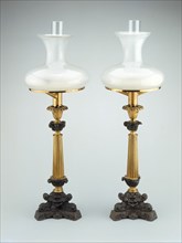 Pair of Sinumbra Lamps, c. 1827/31. Gilded brass, bronze, and glass.