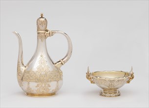 Saracenic Coffee Pot and Sugar Bowl, 1895. Moorish/Middle Eastern design, attributed to Edward C. Moore.