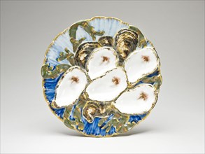Oyster Plate, designed 1879, produced 1880/87. Porcelain with enamel and gilt decoration of oysters. Designed by Theodore Russell Davis
