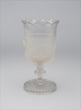 Westward Ho!/Pioneer pattern goblet on pedestal, c. 1876.