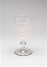 Westward Ho!/Pioneer pattern goblet (third of a set of four), c. 1876.