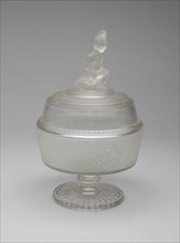 Westward Ho!/Pioneer pattern covered footed compote, c. 1876.