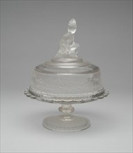 Westward Ho!/Pioneer pattern covered butter dish, c. 1876.