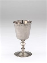Wine Cup, c. 1660. Lack of ornamentation expressing the Puritan values of early settlers in North America. Commissioned by William Needham.