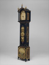 Tall Case Clock, 1820/84. Works by Silas Hoadley, painted by Uriah Dyer.