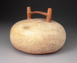 Double Spout and Bridge Bottel Painted with Cream and Orange Slips, 650/150 B.C.