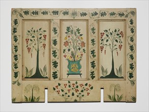 Fireboard, c. 1820. Painted board used to dress the fireplace during the summer months. From the John Moseley House, Southbury, Connecticut. Possibly made by Stimp.