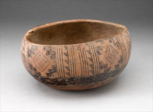 Bowl with Incised and Painted Textile-Like Motifs, A.D. 1400/1500.