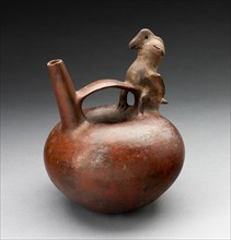 Single Spout Vessel with Bird Attached to Strap Handle, 200 B.C./A.D. 200.