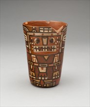 Drinking Cup (Kero) with an Abstracted Masked Figure, A.D. 600/1000.