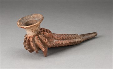 Footed Pipe with Fluted Relief Design, c. 400 B.C.