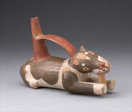 Single Spout and Bridge Vessel in the Form of a Dog Gnawing a Bone, A.D. 700/1000.
