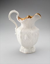 Poet's Pitcher, 1875/86. Parian ware jug with relief design featuring poets in profile: Dante, Shakespeare, Ossian, Milton, Virgil and Homer. Designed by Karl L. H. Müller.