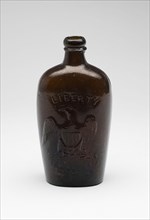 Flask, c. 1845/65. The word 'Liberty' with American eagle.