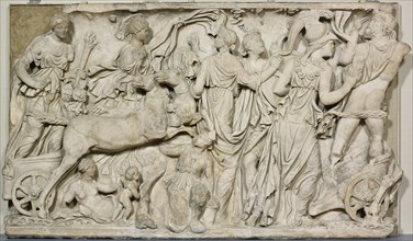 Panel from a Sarcophagus Depicting the Abduction of Persephone, 190-200.