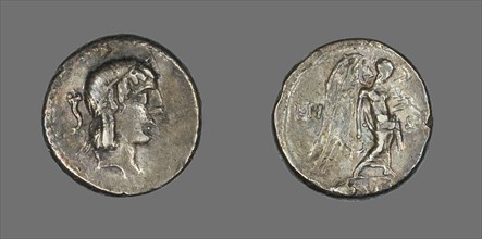 Quinarius (Coin) Depicting the God Apollo, about 90 BCE.