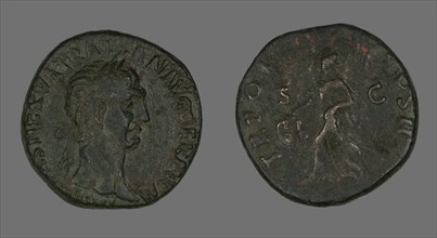 Sestertius (Coin) Portraying Emperor Trajan, Roman Period, 98-117.
