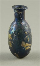 Bottle, 2nd-6th century. Dark object on the open sea with white smoke billowing up from it.