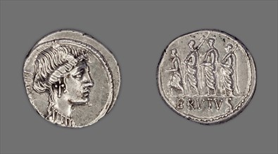 Denarius (Coin) Depicting Liberty, 54 BCE, issued by Roman Republic, M. Junius Brutus (moneyer).
