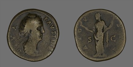 Sestertius (Coin) Portraying Empress Faustina, 141 or later.
