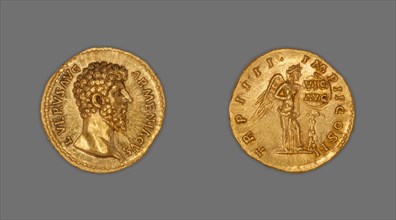 Aureus (Coin) Portraying Emperor Lucius Verus, December 163-December 164, issued by Marcus Aurelius and Lucius Verus.