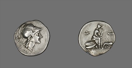 Denarius (Coin) Depicting the Goddess Roma, 115 or 114 BCE.