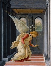 The Annunciation, ca. 1485-92. Detail from a larger artwork.