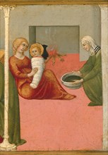 The Birth and Naming of Saint John the Baptist, 1450-60. Detail from a larger artwork.