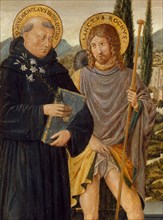 Saints Nicholas of Tolentino, Roch, Sebastian, and Bernardino of Siena, with Kneeling Donors, 1481. Detail from a larger artwork.