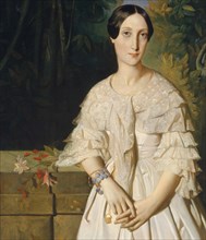 Comtesse de La Tour-Maubourg (Marie-Louise-Charlotte-Gabrielle Thomas de Pange, 1816-1850), 1841. Wife of the French ambassador to the Vatican. Detail from a larger artwork.