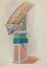 Pilaster with Holy Water-Font & Arch Below Choir Loft, c. 1936.