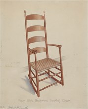 Shaker Rocking Chair, c. 1937. (Artist's note: Four slat Bethrens rocking chair).