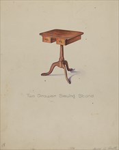 Shaker Tripod Sewing Stand, 1935/1942. (Artist note: Two drawer sewing stand).