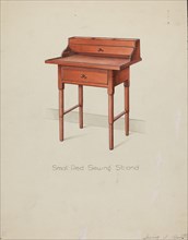 Shaker Sewing Table, 1935/1942. (Artist note: Small red sewing stand).