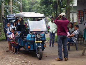 Tuk Tuk school transport in India, 2019.