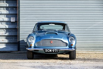 Front view of a 1961 Aston Martin DB4 GT SWB lightweight. Creator: Unknown.