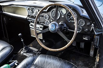 Interior of a 1961 Aston Martin DB4 GT SWB lightweight. Creator: Unknown.