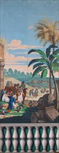 Scenic Wallpaper: The Battle of Heliopolis, France, First edition, c. 1818. Creator: Jean Julien Deltil.
